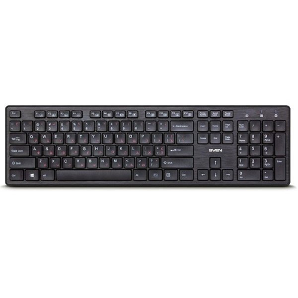 Беспроводная клавиатура Sven KB-E5800W чёрная (104 кл.+12Fn, Slim, островн.кл.)