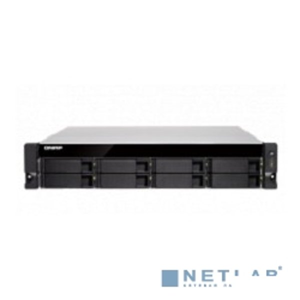 QNAP TS-883XU-RP-E2124-8G Сетевой RAID-накопитель, 8 отсеков 3,5"/2,5", 2 порта 10 SFP+, стоечное исполнение, 2 блока питания. Intel Xeon E-2124 3,3 ГГц (4,3 ГГц), 8 ГБ DDR4 ECC.