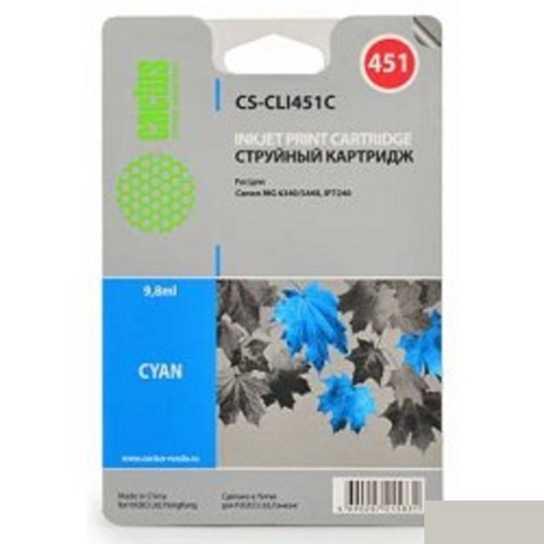 CACTUS CLI-451C Картридж струйный CS-CLI451C голубой для Canon MG 6340/5440/IP7240 (10,2ml)