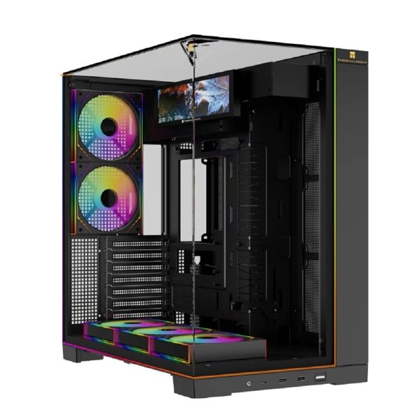Thermalright Корпус TR-A70 Vision FAN5-M / Black / TG / 5x120mm ARGB PWM Fans / ARGB Strip / 9.16'' LCD screen / USB TYPE-C / ATX / TRA70VF5MB