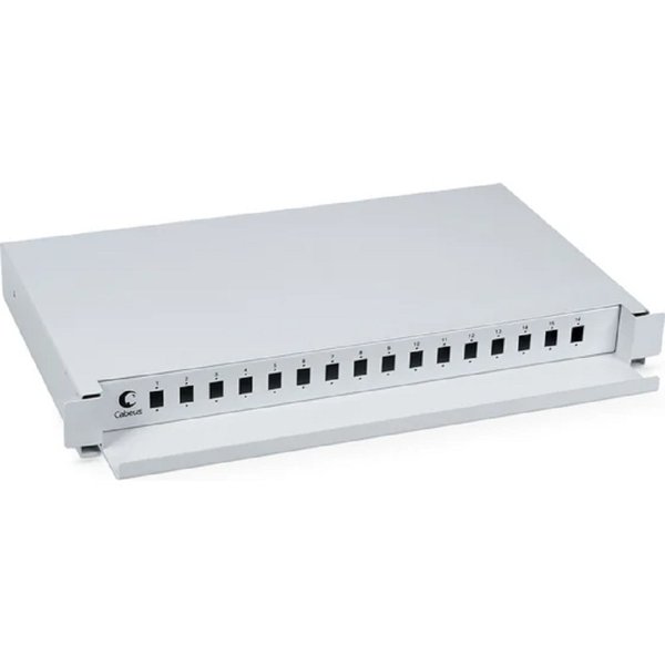 Cabeus ODF-19-16-SC Кросс бокс оптический 19" на 16 SC (LC duplex) со сплайс-кассетой, выдвижной (без пигтейлов и проходных адаптеров)