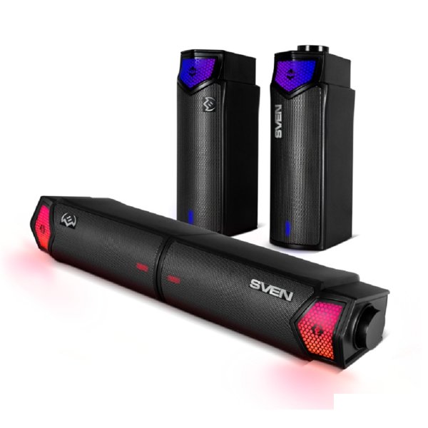 Саундбар мини SVEN SB-G1450, черный (10 Вт, питание USB, Bluetooth, подсветка)