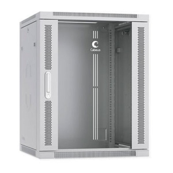 Cabeus SH-05F-15U60/45-R Шкаф телекоммуникационный настенный разобранный 19" 15U 600x450x769mm (ШхГхВ) дверь стекло, цвет серый (RAL 7035)
