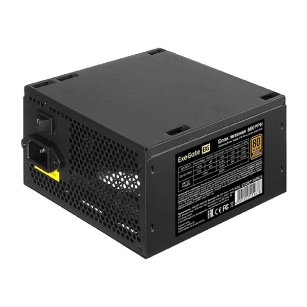 Exegate EX282156RUS-OEM Блок питания 800W ExeGate 80 PLUS® Bronze 800PPH-OEM (ATX, APFC, КПД 89% (80 PLUS Bronze), 12cm fan, 20+4pin, 2x(4+4)pin, 4xPCI-E, 8xSATA, 4xIDE, black, RTL)