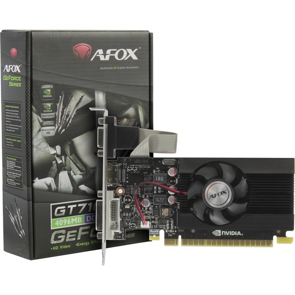 Видеокарта AFOX GT710 4GB 64bit DDR3 VGA/DVI/HDMI 1FAN  (AF710-4096D3L7-V1) RTL