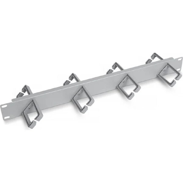 Cabeus JB08-1U-45-GY Кабельный органайзер горизонтальный 19" 1U двухсторонний, 8 пластиковых колец под углом 45 градусов