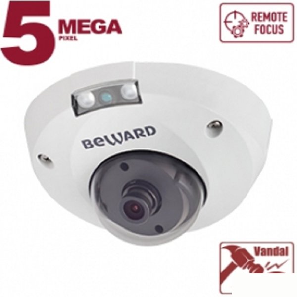 BEWARD B5320DMR Купольная IP-камера 5 Мп, 1/2.8'' КМОП SONY Starvis, 0.006 лк (день)/0.003 лк (ночь), 2xWDR, Н.265/Н.264/MJPEG, 2592?1944, 25 к/с, объектив 2.8/3.6/6/8/12/16 мм на выбор