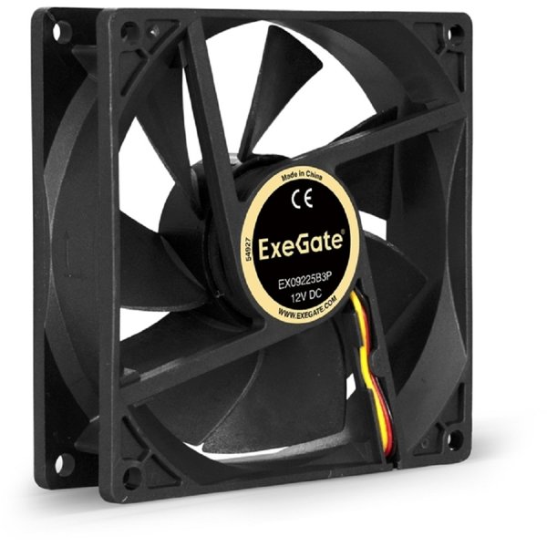 Exegate EX288926RUS Вентилятор ExeGate EX09225B3P (92x92x25 мм, 2-Ball (двойной шарикоподшипник), 3pin, 2100RPM, 27dBA)