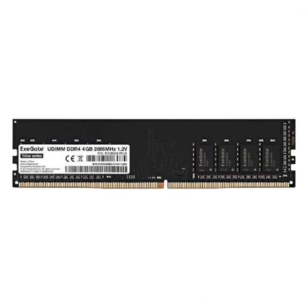 Exegate EX283081RUS Модуль памяти ExeGate Value DIMM DDR4 4GB <PC4-21300> 2666MHz