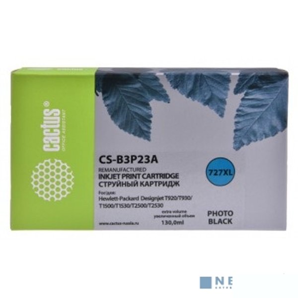 B3P23A CACTUS  Картридж №727 для HP DJ T920/T1500/T2530, фото черный (130мл)