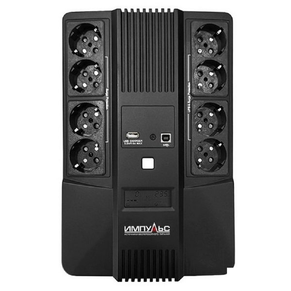 Импульс ИБП МАСТЕР 800 {800/480 ВА/Вт, LED, USB, RJ11/RJ45, CHRG USB, SCHUKOx8} {MT80107}