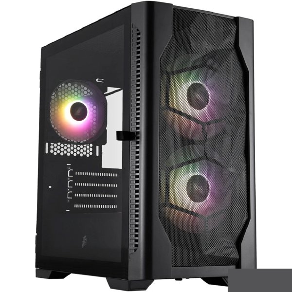 1STPLAYER Корпус DK D4-M ARGB Black / mATX / 2x140mm & 1x120mm ARGB fans / D4-M-BK-2F7-14-1F7