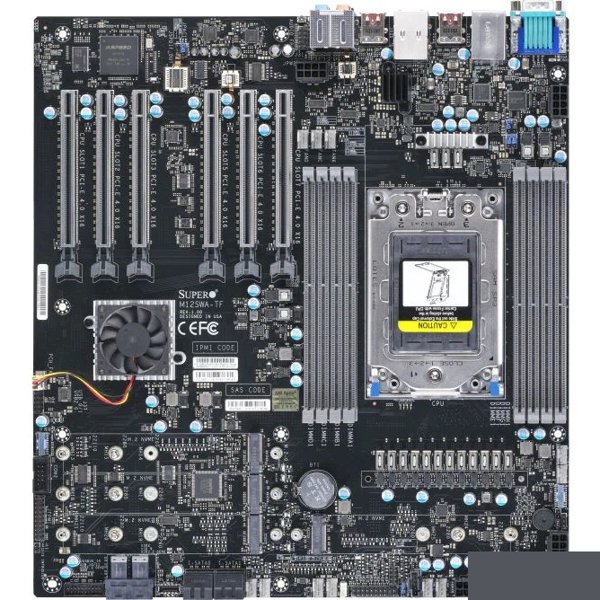 Supermicro MBD-M12SWA-TF-B 1xsWRX8/SP3, AMD WRX80, 8xDDR4, 6PCI-Ex16, 4-PCI-E, 4SATA3 RAID 0/1/5/10, 7.1-ch, GLAN, 10GLAN, IPMI, 2xUSB 2.0, VGA, E-ATX