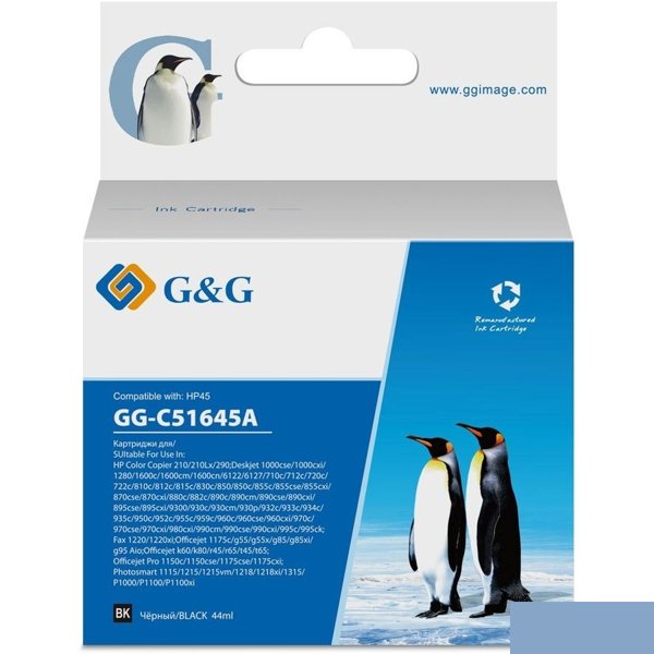 Картридж струйный G&G GG-C51645A черный (44мл) для HP DJ 710c/720c/722c/815c/820cXi/850c/870cXi/880c