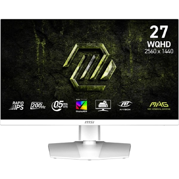 MSI MAG 27" 274QRFW E20 белый {Rapid IPS Flat 2560x1440 200Hz 0.5ms DisplayHDR400 1000:1 300cd 2xHDMI2.0b DisplayPort1.4a USB-C  HAS Pivot VESA}