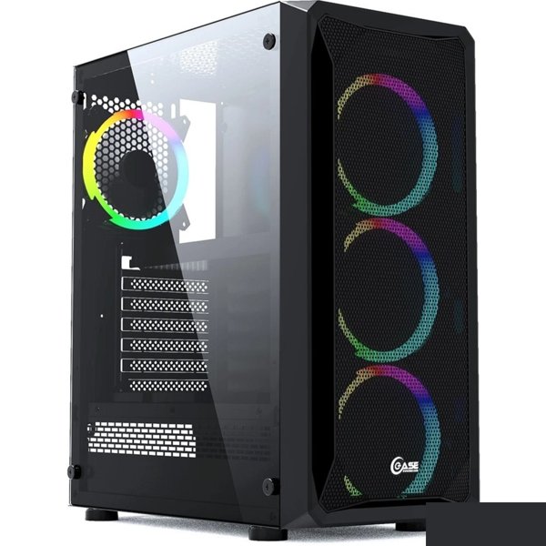 Powercase CMIZB-L4 Корпус Mistral Z4 Mesh LED, Tempered Glass, 4x 120mm 5-color fan, чёрный, ATX  (CMIZB-L4)