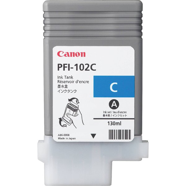 Canon PFI-102C 0896B001 Картридж для Canon imagePROGRAF iPF605, iPF610., iPF650, iPF655, iPF710, iPF750, iPF755, LP17, iPF510, Голубой, 130 мл.