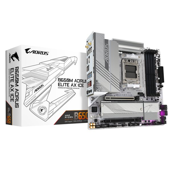 Gigabyte B650M A/AORUS ELITE AX ICE {SocketAM5, AMD B650, mATX, Ret}