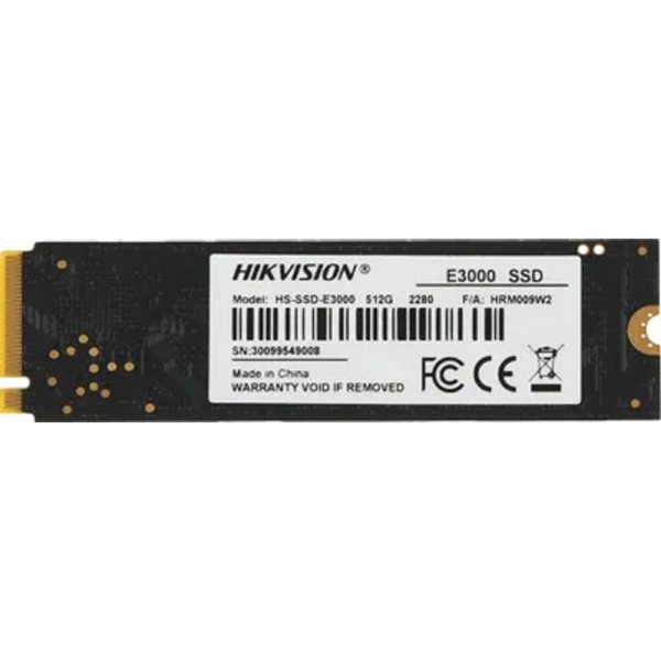 SSD M.2 HIKVision 512GB E3000 Series <HS-SSD-E3000/512G> (PCI-E 3.0 x4, up to 3500/1800MBs, 3D NAND, 224TBW, NVMe, 22x80mm)