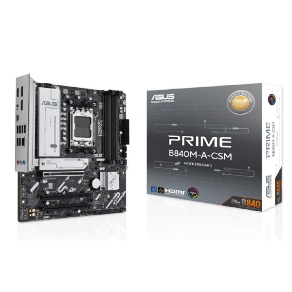 ASUS PRIME B840M-A-CSM (Socket AM5, mATX, 4xDDR5(192GB), 2*DP/HDMI, 4xPCIe 4.0x16, 4xSATA 6Gb/s, 3xM.2, 2,5xLAN, 1xType-С, 2xUSB 3.2, 4xUSB 2.0)