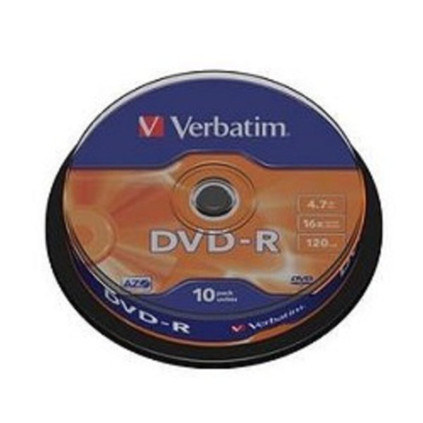 Verbatim Диски DVD-R 4.7Gb 16х, 10 шт, Cake Box (43523)