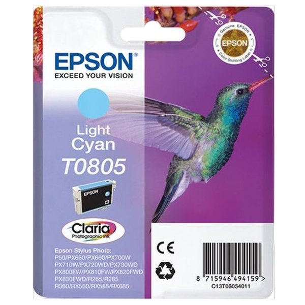 EPSON C13T08054011/4010/4021 T0805 Картридж светло-голубой, стандартной емкости P50/PX660 (cons ink)