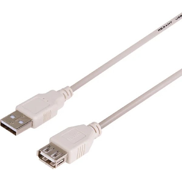 Rexant (18-1114) Кабель шт. USB-A – гн. USB-A, 2,4А, 1,8м, ПВХ, серый