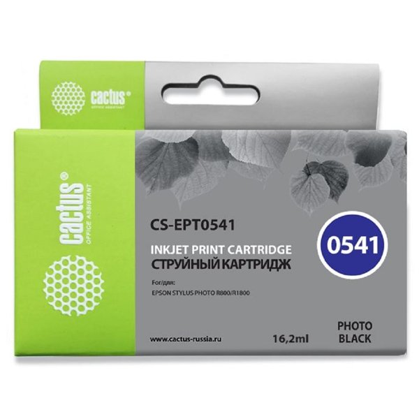 Cactus C13T05414010 Картридж струйный CS-EPT0541 черный для Epson Stylus Photo R800/ R1800 (16,2ml)