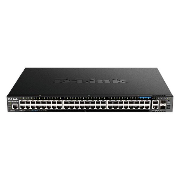 D-Link DGS-1520-52MP/A2A Управляемый L3 стекируемый коммутатор с 44 портами 10/100/1000Base-T, 4 портами 100/1000/2.5GBase-T, 2 портами 10GBase-T и 2 портами 10GBase-X SFP+ (PoE-бюджет 370 Вт)