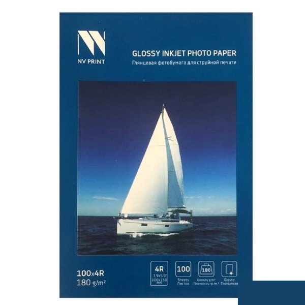 NV Print (NVP-180Gl4Rs100) Глянцевая фотобумага для струйной печати 180 г/м2 4R(100mmx150mm) 100  листов