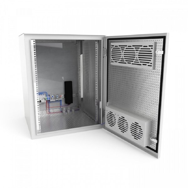 NTSS Шкаф настенный климатический NTSS WT 12U (ШхВхГ) 600x650x500 мм, 4 профиля 19, с обогревом 100W и вентиляцией, IP55, серый RAL 7035 NTSS-WT12U6050H100VIP55