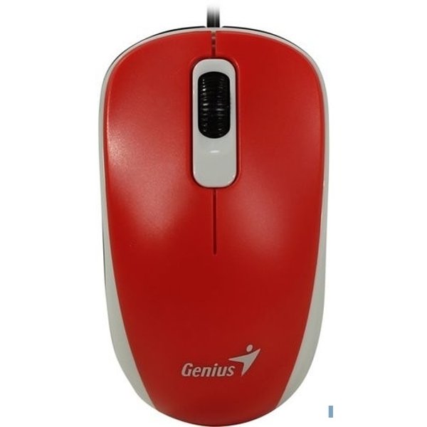 Genius Мышь DX-110, USB, оптическая, разрешение 1000 DPI, 3 кнопки, кабель 1.5m, для правой/левой руки Цвет: красный