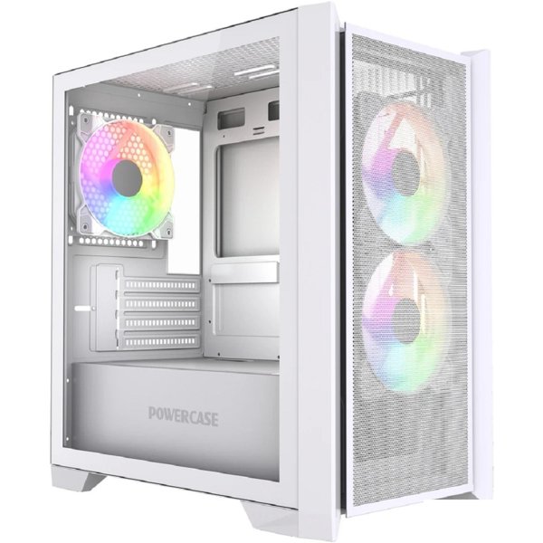 Powercase Alisio Micro Z3W ARGB V2, Tempered Glass, 3x 120mm ARGB fan, белый, mATX  (CAMZW-A3-V2)