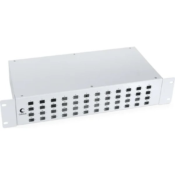 Cabeus FO-19-48SC Кросс бокс оптический 19" на 48 SC (LC duplex) со сплайс-кассетой и КДЗС (без пигтейлов и проходных адаптеров)