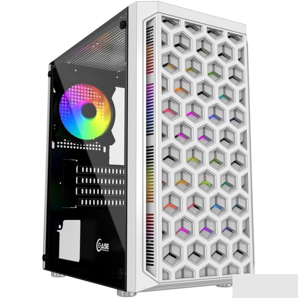 Powercase CMIMTW-L3 Корпус Mistral Micro T3W, Tempered Glass, Mesh, 2x 140mm + 1х 120mm 5-color fan, белый, mATX  (CMIMTW-L3)