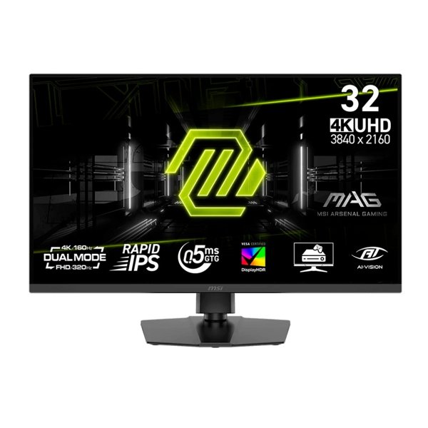 MSI MAG 31.5" 322URDF E16 черный {IPS 3840x2160 160Hz-320Hz 0.5ms 400cd 2xHDMI DisplayPort 2xUSB Tilt Swiv HAS Pivot Internal Vesa} [9S6-3DD89T-012]