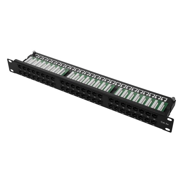 Патч-панель 19" NEOMAX [NM-PP-1U48P-UC5E-D-105-BK] 1U, 48 портов, кат.5E, UTP, Dual IDC, цвет черный
