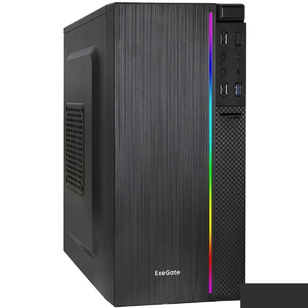 Exegate EX287884RUS ExeGate mEVO-9302-RGB-500W-12 (mATX, БП 500NPX с вент. 12см, 2*USB+1*USB3.0, HD аудио, черный с RGB подсветкой)