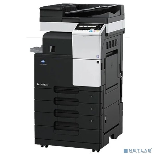 МФУ Konica-Minolta bizhub 287 монохромное, A3, 28 стр./мин., 28000стр/мес, 250GB, сеть, дуплекс, 2*500л, 2GB