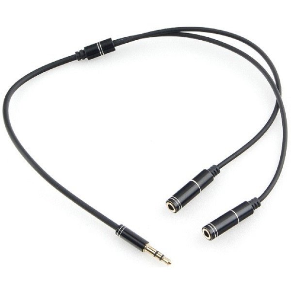 Кабель аудио разветвитель Cablexpert CCAB-02-35MY-0.2MB  3.5 джек (M)/2х 3.5 джек (F), черный, 0.2м, блистер