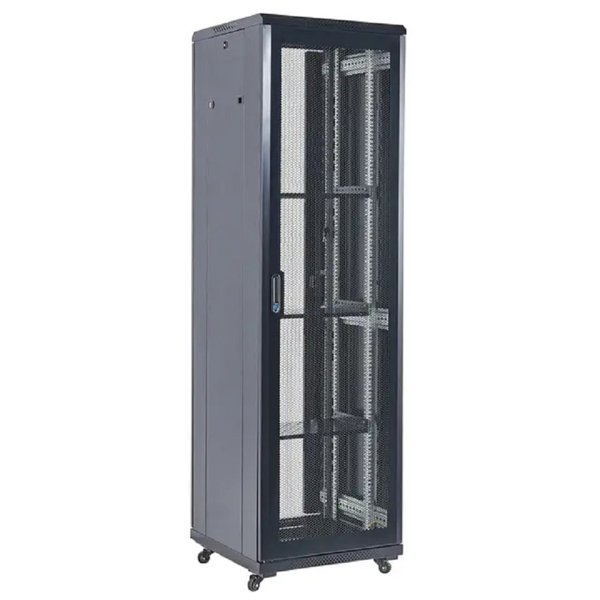 Rexant (04-4268-232) Напольный шкаф 19" 42U 600?800х2055 (ШхГхВ), дверь перфорация, перфорированная задняя дверь, боковые съемные стенки, RAL 9005