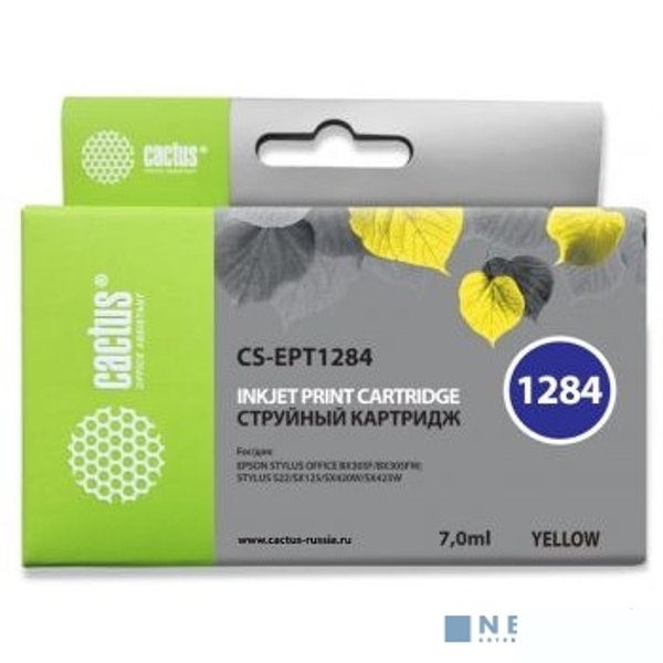 Cactus T1284 Картридж для EPSON Stylus S22/SX125/SX130/SX420W/Office BX305F желтый (7мл)