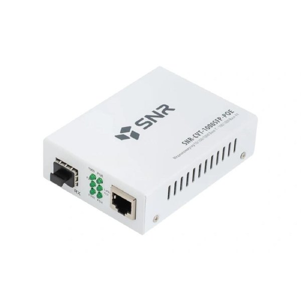 SNR SNR-CVT-1000SFP-POE PoE медиаконвертер для преобразования 10/100/1000Base-T в 100/1000Base-FX с SFP-портом.