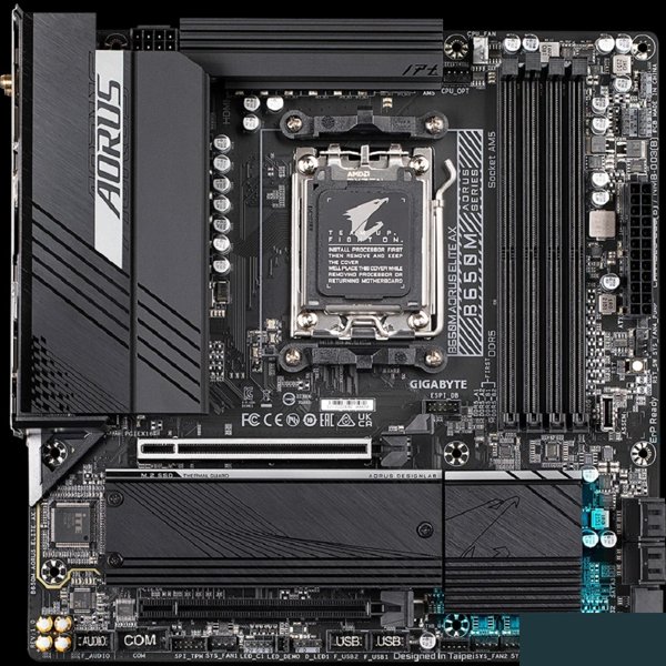 Gigabyte B650M AORUS ELITE AX {Socket AM5, AMD B650, 4xDDR5-5200, HDMI+DP, 2xPCI-Ex16, 4xSATA3(RAID 0/1/10), 2xM.2, 8 Ch Audio, 2.5GLan, WiFi, (4+4)xUSB2.0, (7+2)xUSB3.2, (1+1)xUSB3.2 Type-C™, mATX}