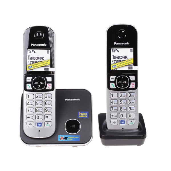 Panasonic KX-TG6812RUB Радиотелефон черный (2 трубки с ЖК диспл., DECT)