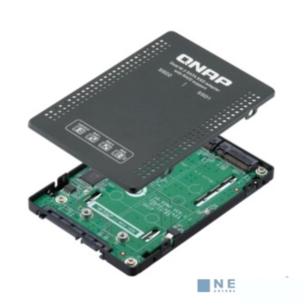 QNAP QDA-A2MAR Адаптер для накопителей, 2,5". 2 слота M.2 2280 SATA SSD. Скорость передачи 6 Гбит/c.