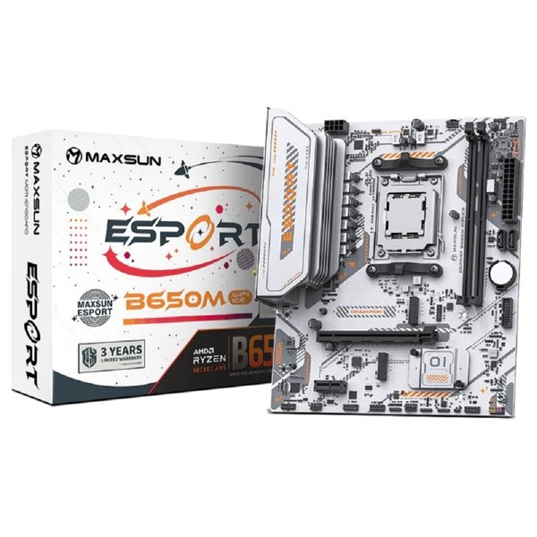 MAXSUN MS-eSport B650M WIFI6 ICE (Socket AM5, mATX, 2*DDR5(96Gb), DP/HDMI, 2*SATA3, 2*M.2, 1*PCIEx16/1*PCIEx1, 2*USB 2.0, 4*USB 3.2, LAN 1*1G, Bluetooth, Wi-Fi 802.11ax, RTL)