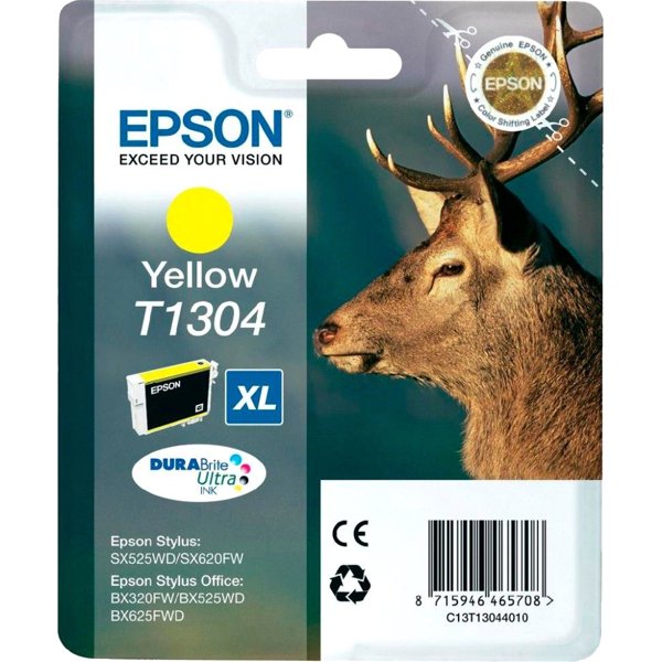 EPSON C13T13044010/12 T1304 Картридж для Epson Stylus SX525WD/ SX620FW, Stylus Office BX320FW/BX525WD/ BX625FWD, желтый, XL (cons ink)