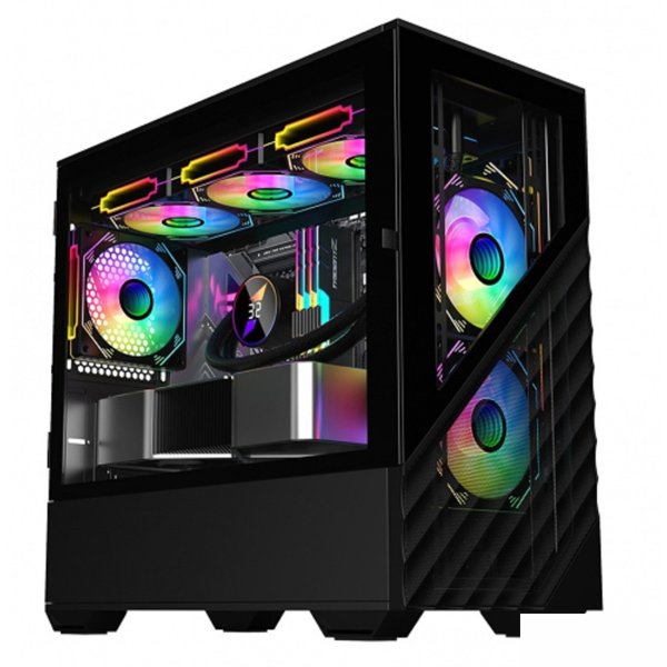 1STPLAYER DK D7 Black / mATX / 3x120mm LED fans / D7-BK-3F1