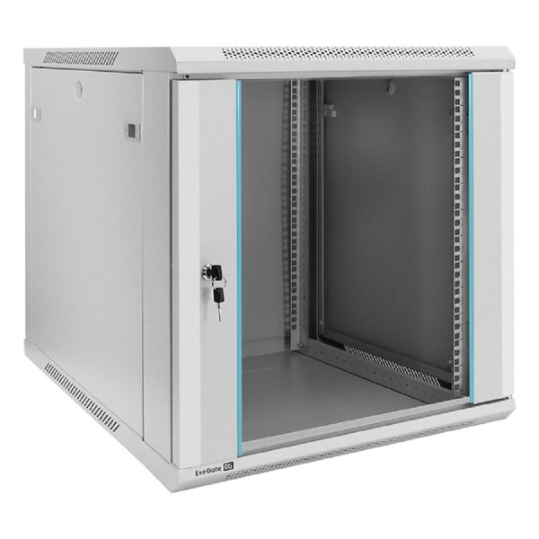 Exegate EX298604RUS Шкаф телекоммуникационный 19" настенный 12U ExeGate EC-WM-12U.600.G.GREY (19”, 12U, 600x600x635mm (ШхГхВ), передняя дверь закаленное стекло, съемные боковые панели, пыле- и влагоза